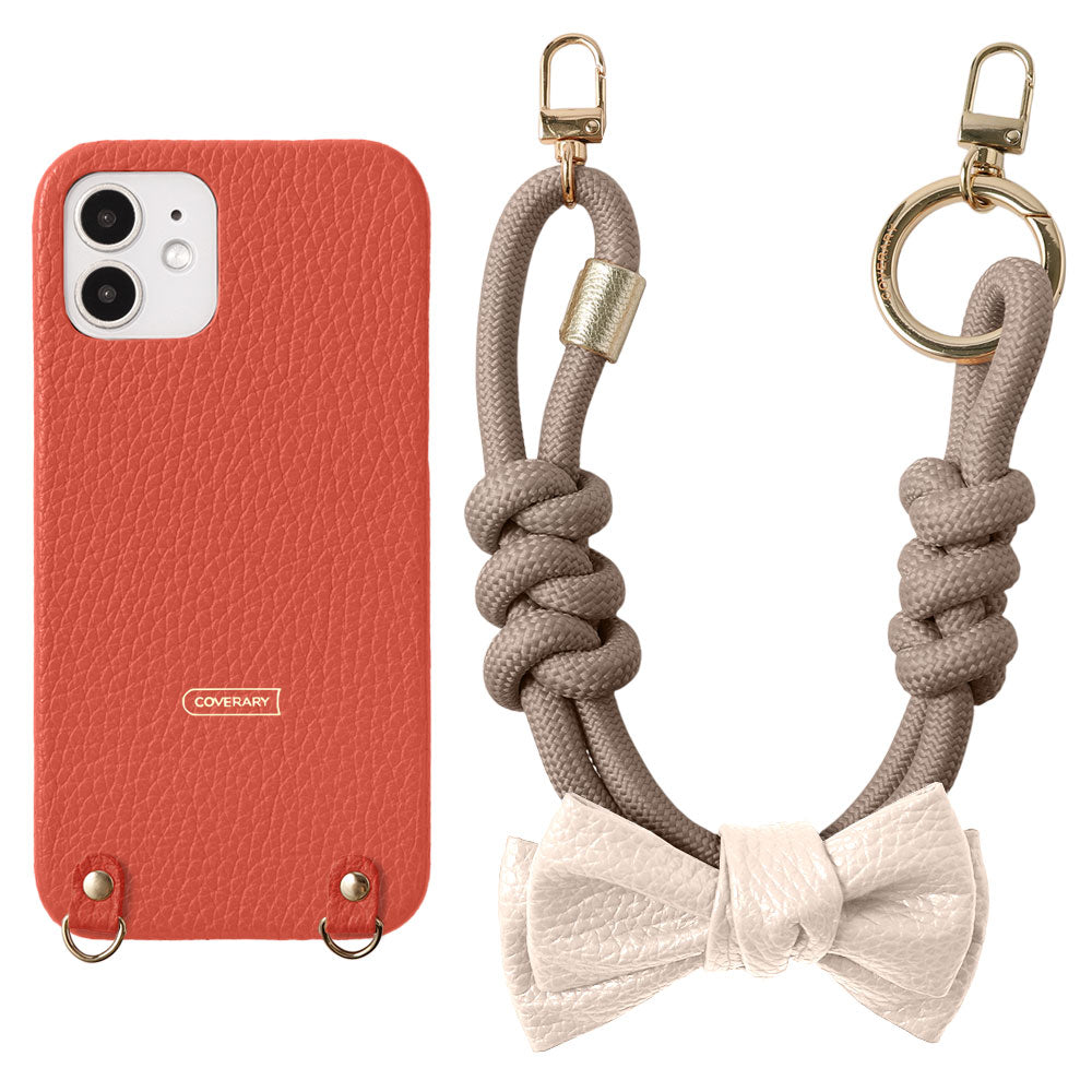 Genuine Leather 32 Colors Italian Shrink Leather Double Ribbon Paracord Hand Strap Attached Back Case