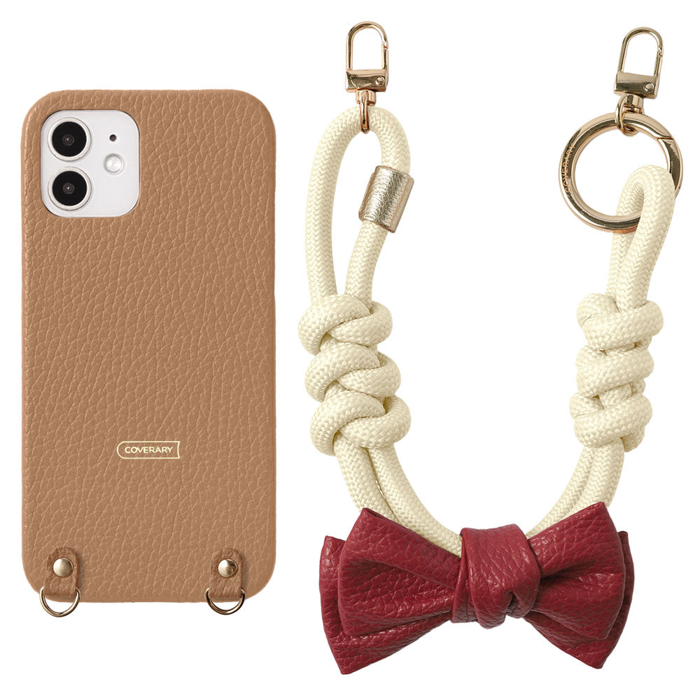 Genuine Leather 32 Colors Italian Shrink Leather Double Ribbon Paracord Hand Strap Attached Back Case