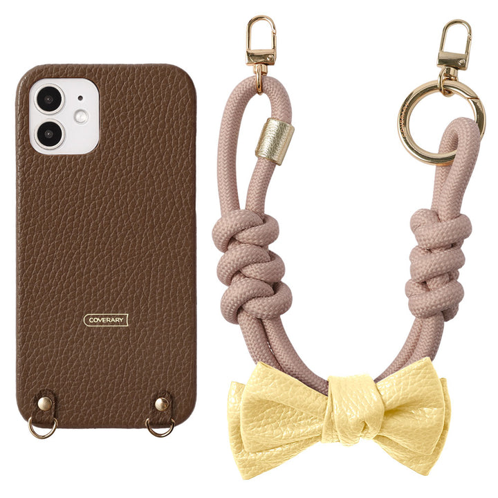 Genuine Leather 32 Colors Italian Shrink Leather Double Ribbon Paracord Hand Strap Attached Back Case