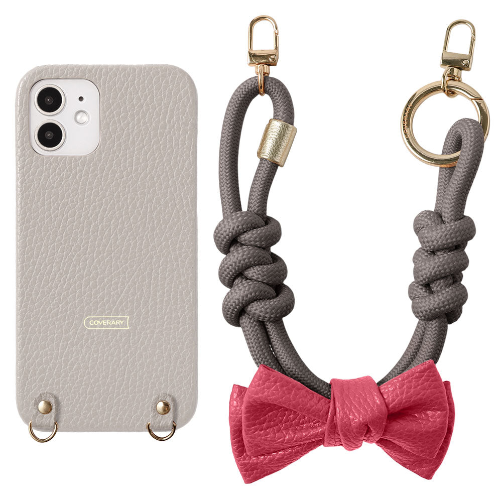 Genuine Leather 32 Colors Italian Shrink Leather Double Ribbon Paracord Hand Strap Attached Back Case