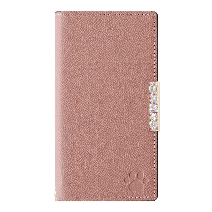 Vegan leather cat-shaped pocket bicolor stone frame decoration stand function notebook-style case AQUOS series
