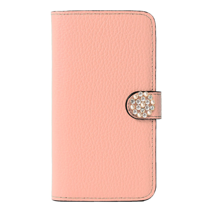 Genuine leather 32 colors Italian shrink leather crystal pearl deco notebook-style case (with belt) AQUOS series