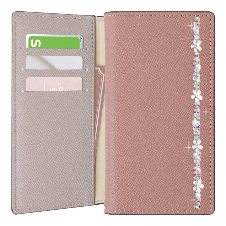 Vegan leather bicolor stand function flower line deco notebook-style case AQUOS series