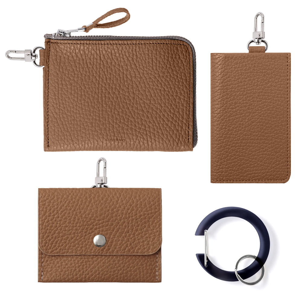 本革ライザーポーチ 本革 イタリアンシュリンクレザー ポーチ カラビナ＆吊り下げフック