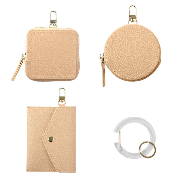 Pochette mini avec texture cuir vegan, au choix, avec mousqueton