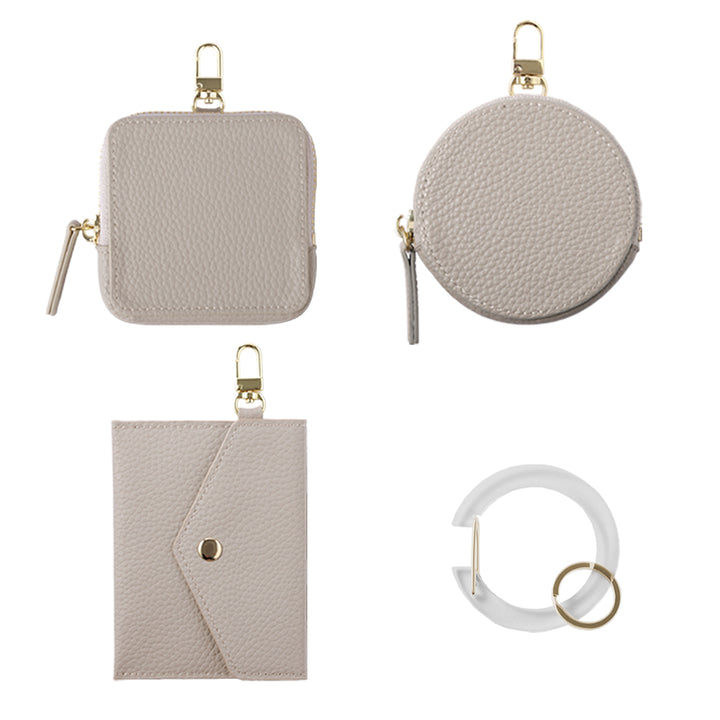 Pochette mini avec texture cuir vegan, au choix, avec mousqueton