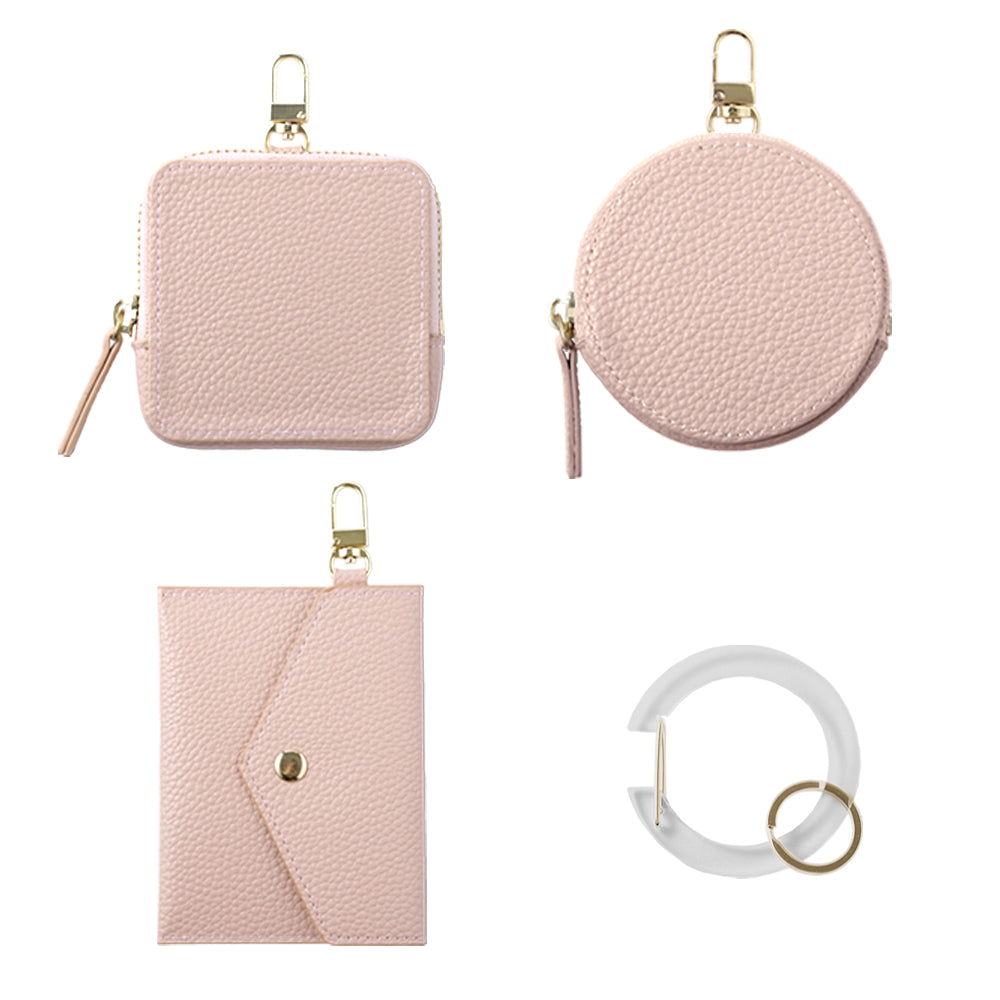 Pochette mini avec texture cuir vegan, au choix, avec mousqueton