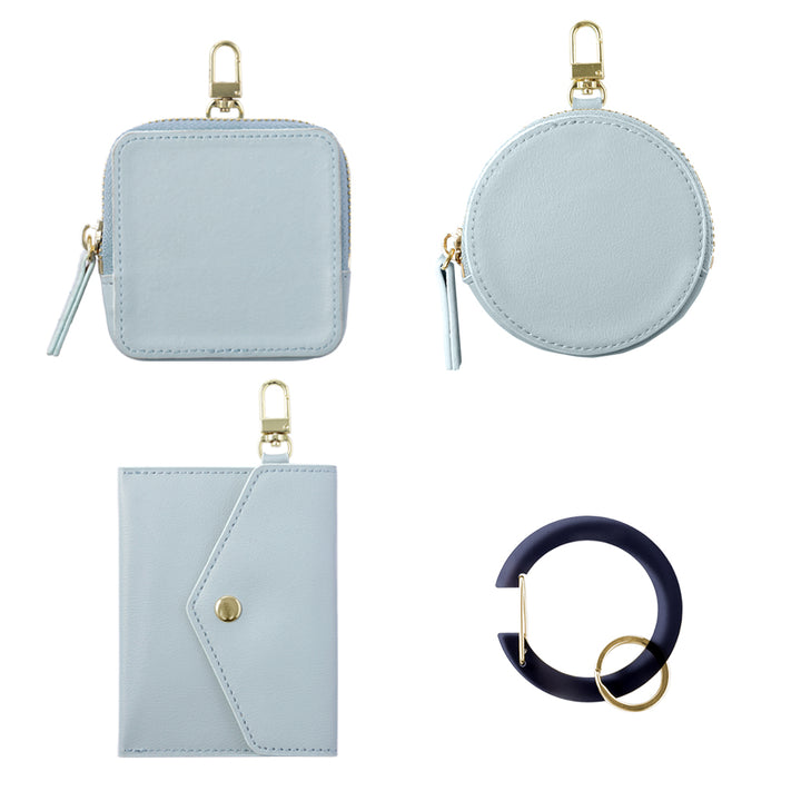 ヴィーガンレザー くすみパステルカラー 選べるミニポーチ カラビナ付き