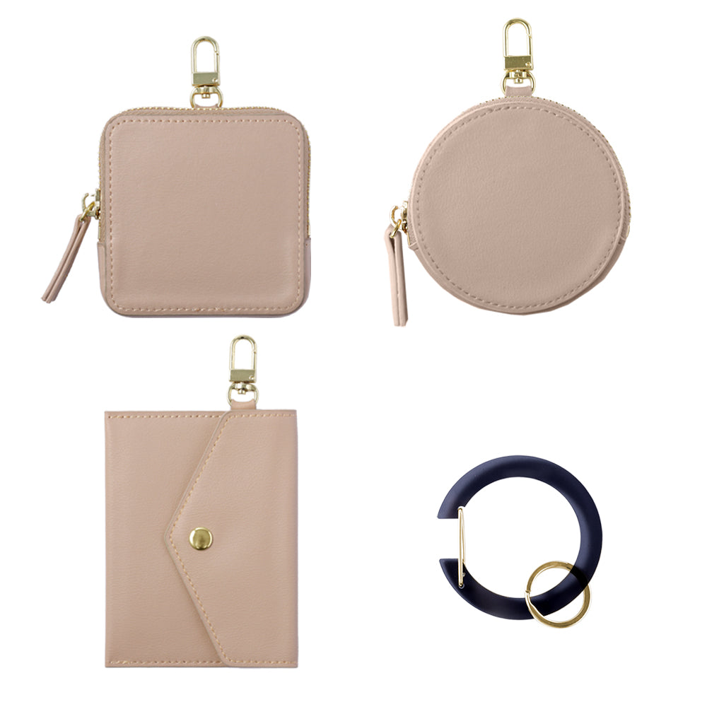 ヴィーガンレザー くすみパステルカラー 選べるミニポーチ カラビナ付き