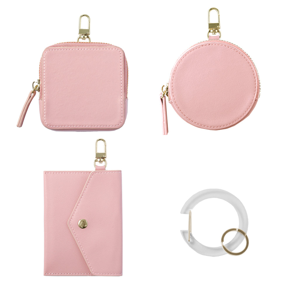 ヴィーガンレザー くすみパステルカラー 選べるミニポーチ カラビナ付き