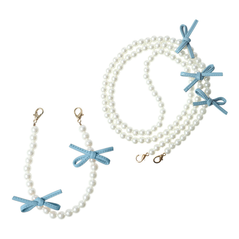 Sangle courte et bandoulière en cuir avec nœud et perles