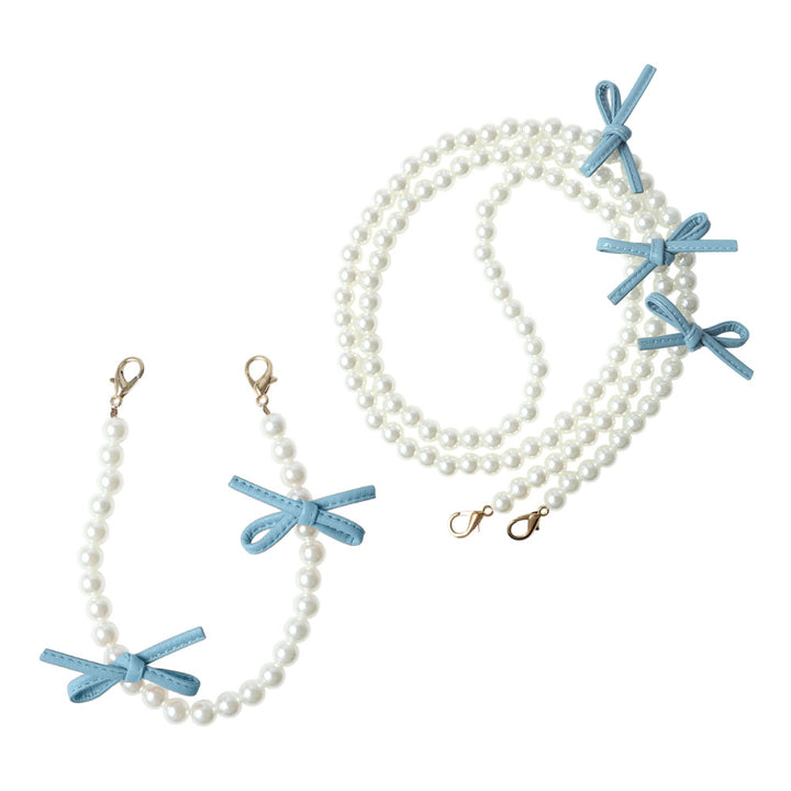 Sangle courte et bandoulière en cuir avec nœud et perles