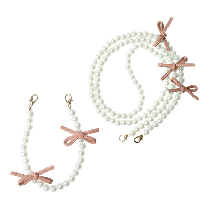 Sangle courte et bandoulière en cuir avec nœud et perles