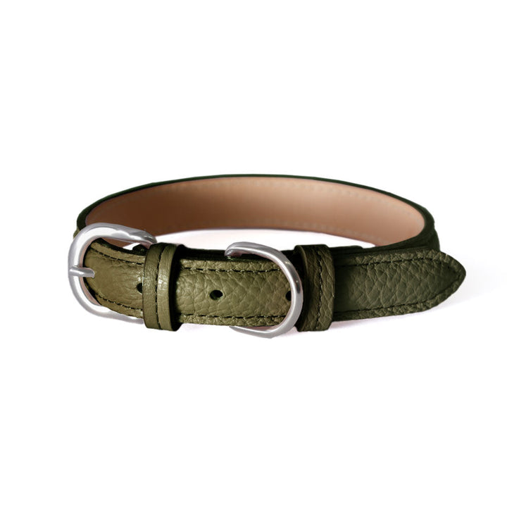 ペット 首輪 本革 6色 イタリアンシュリンクレザー ぷっくり