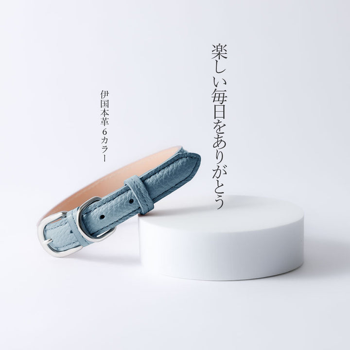 ペット 首輪 本革 6色 イタリアンシュリンクレザー ぷっくり