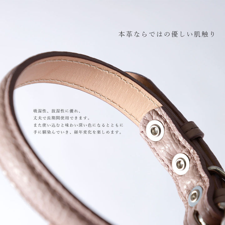 ペット 首輪 本革 6色 イタリアンシュリンクレザー ぷっくり