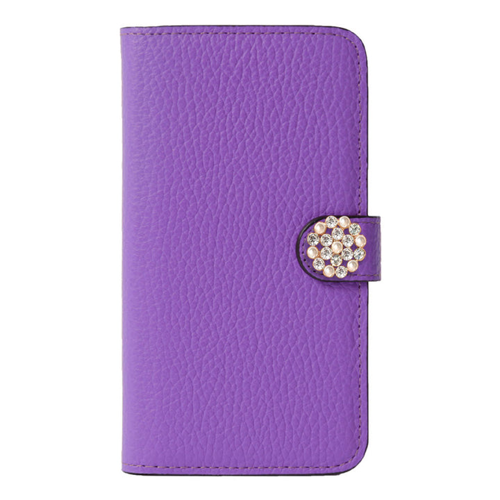 Genuine leather 32 colors Italian shrink leather crystal pearl deco notebook-style case (with belt) AQUOS series