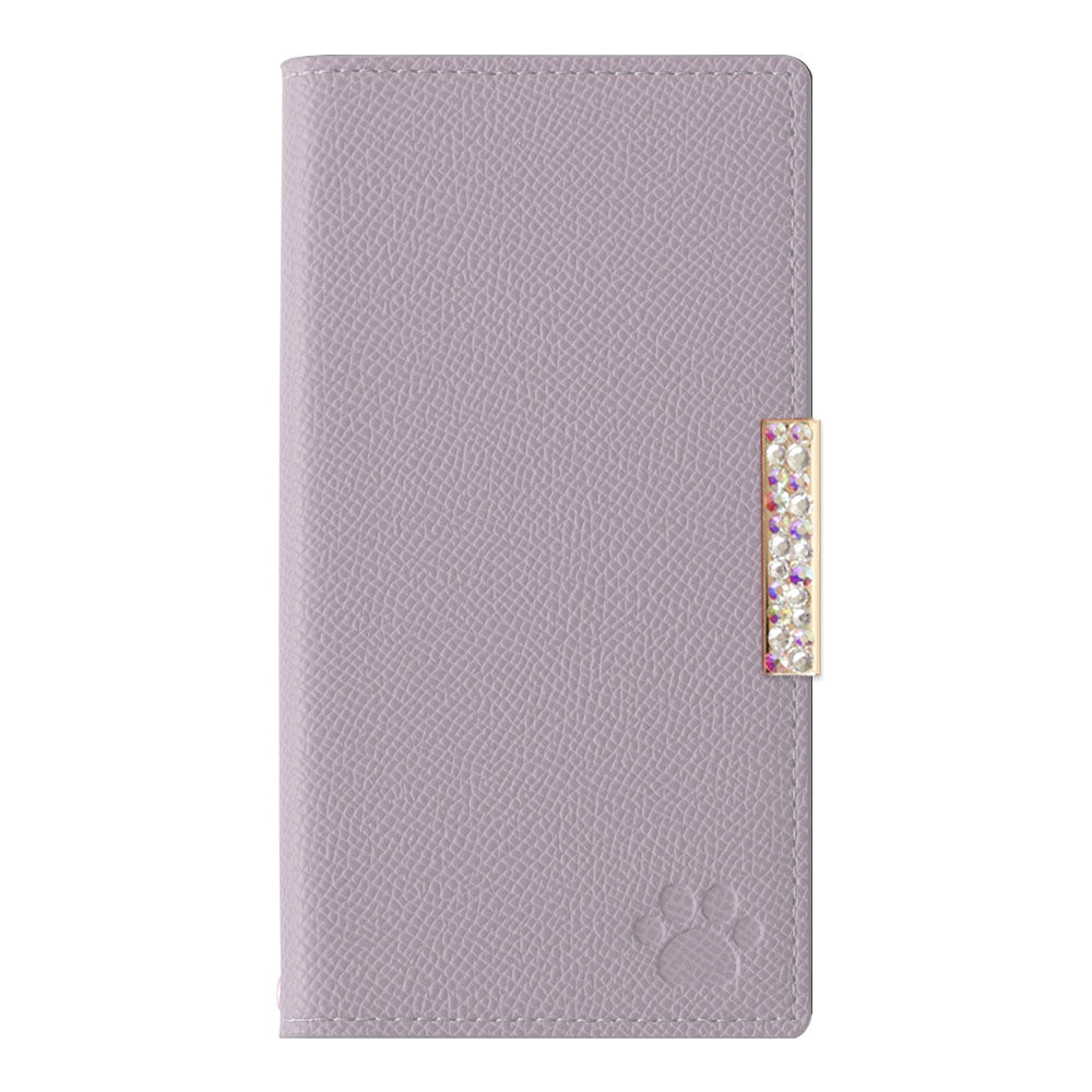 Vegan leather cat-shaped pocket bicolor stone frame decoration stand function notebook-style case AQUOS series