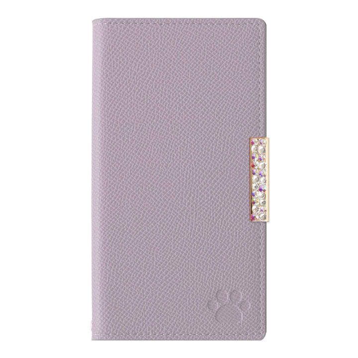 Vegan leather cat-shaped pocket bicolor stone frame decoration stand function notebook-style case AQUOS series
