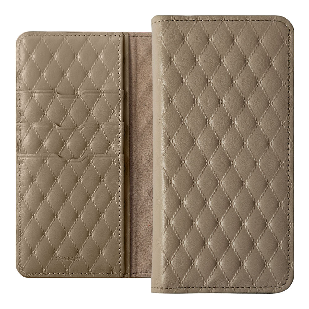 本革 キルティングレザー カード収納 手帳型ケース Xperiaシリーズ
