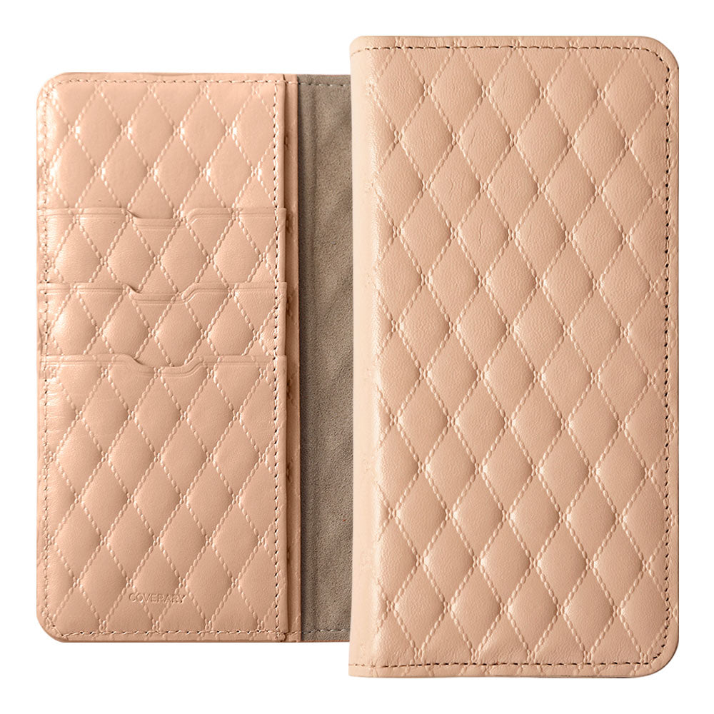 本革 キルティングレザー カード収納 手帳型ケース
