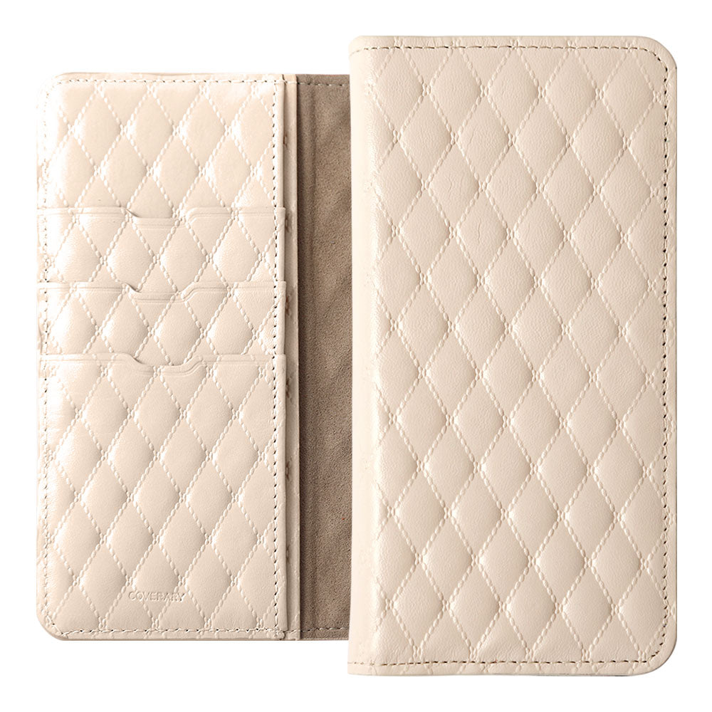 本革 キルティングレザー カード収納 手帳型ケース