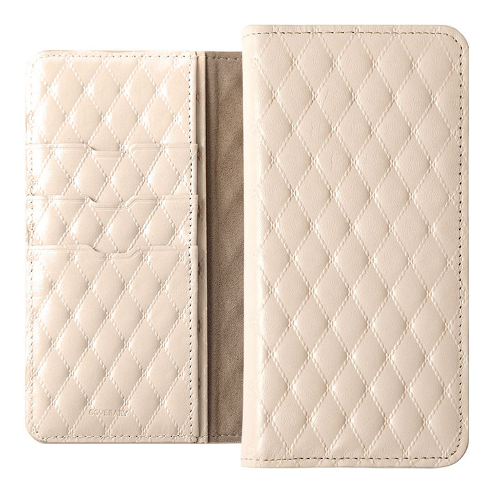 本革 キルティングレザー カード収納 手帳型ケース Galaxyシリーズ
