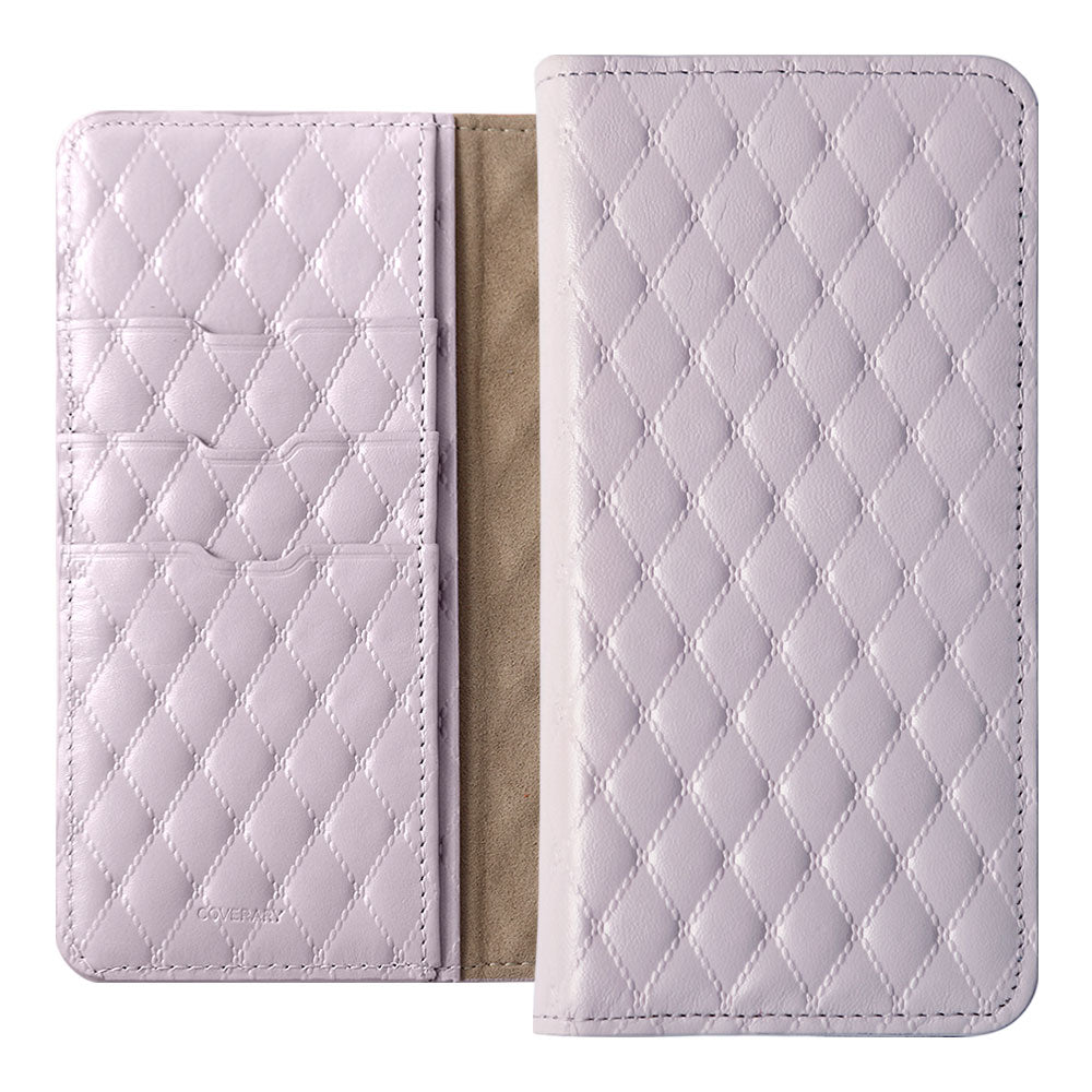 本革 キルティングレザー カード収納 手帳型ケース Galaxyシリーズ