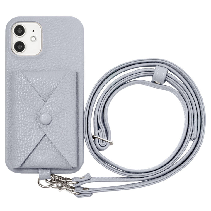 Genuine leather 32 colors Italian shrink leather with pocket with shoulder strap back case iPhone series