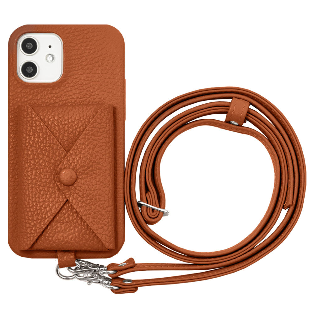 Genuine leather 32 colors Italian shrink leather with pocket with shoulder strap back case iPhone series
