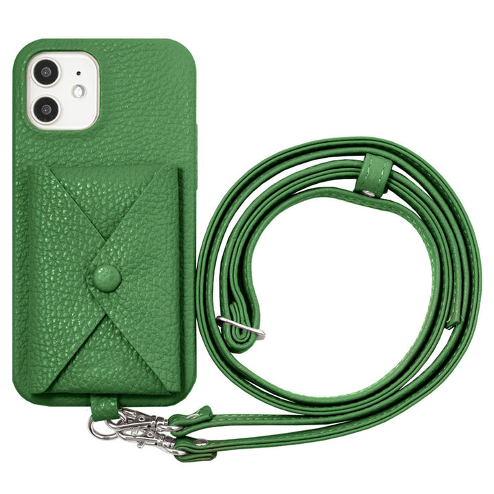 Genuine leather 32 colors Italian shrink leather with pocket with shoulder strap back case iPhone series