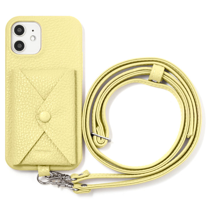 本革 32色 イタリアンシュリンクレザー ポケット付き  ショルダーストラップ付き 背面ケース iPhoneシリーズ