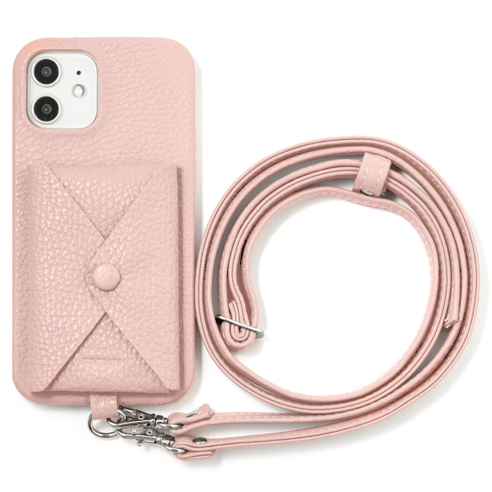 本革 32色 イタリアンシュリンクレザー ポケット付き  ショルダーストラップ付き 背面ケース iPhoneシリーズ