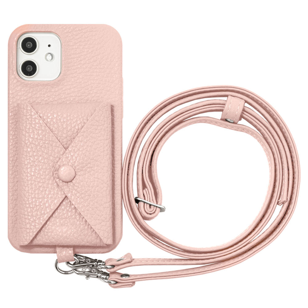 Genuine leather 32 colors Italian shrink leather with pocket with shoulder strap back case iPhone series