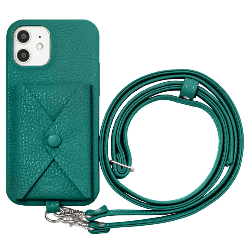 Genuine leather 32 colors Italian shrink leather with pocket with shoulder strap back case iPhone series