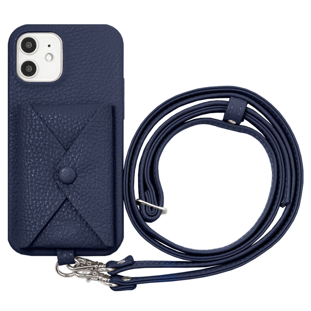 Genuine leather 32 colors Italian shrink leather with pocket with shoulder strap back case iPhone series