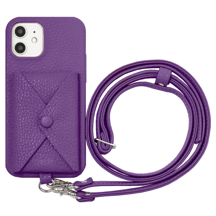 Genuine leather 32 colors Italian shrink leather with pocket with shoulder strap back case iPhone series