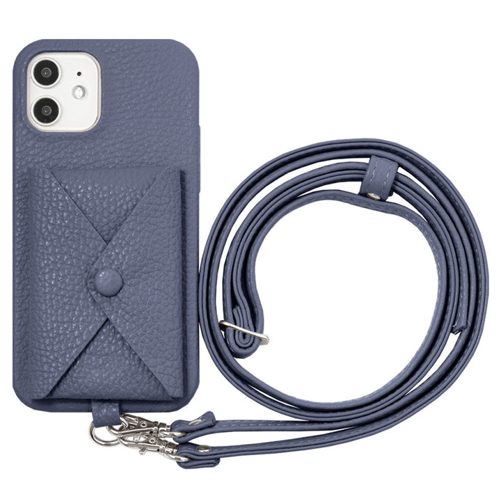 Genuine leather 32 colors Italian shrink leather with pocket with shoulder strap back case iPhone series