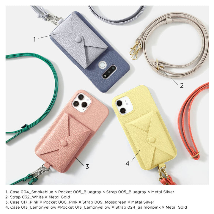 Genuine leather 32 colors Italian shrink leather with pocket with shoulder strap back case iPhone series