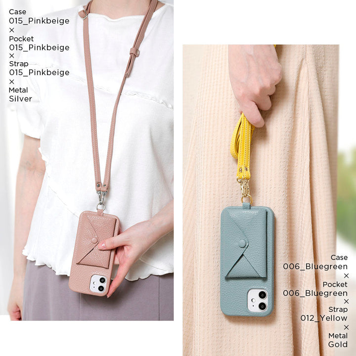 Genuine leather 32 colors Italian shrink leather with pocket with shoulder strap back case Galaxy series