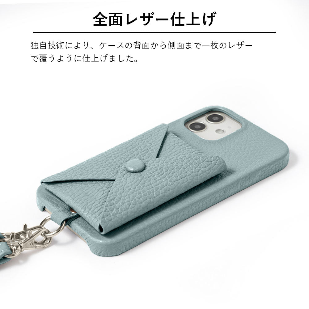 本革 32色 イタリアンシュリンクレザー ポケット付き  ショルダーストラップ付き 背面ケース Xperiaシリーズ