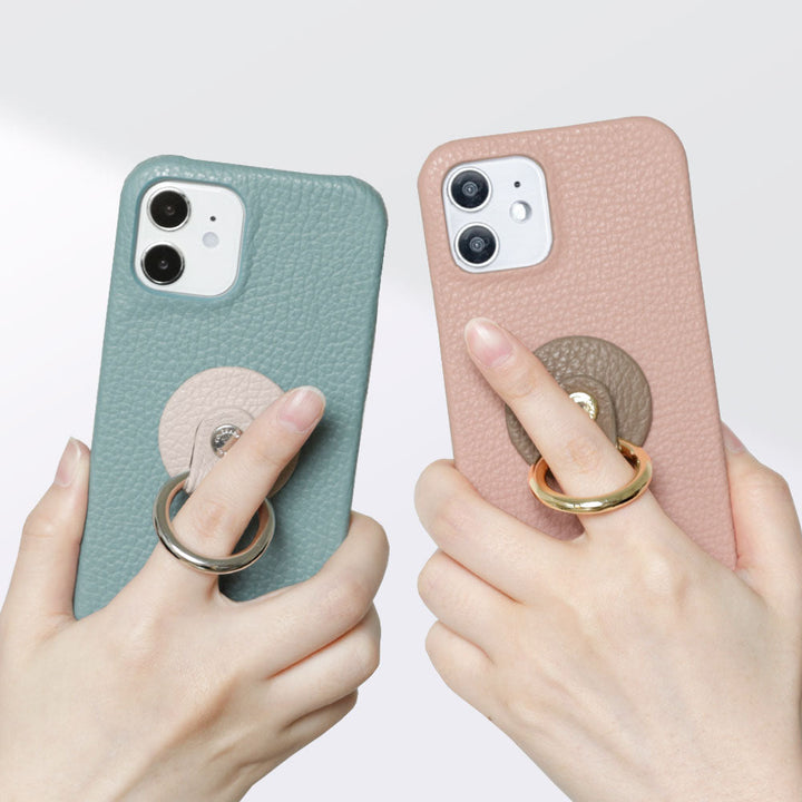 Cuir véritable 32 couleurs cuir italien grainé avec anneau pour smartphone coque arrière série Galaxy