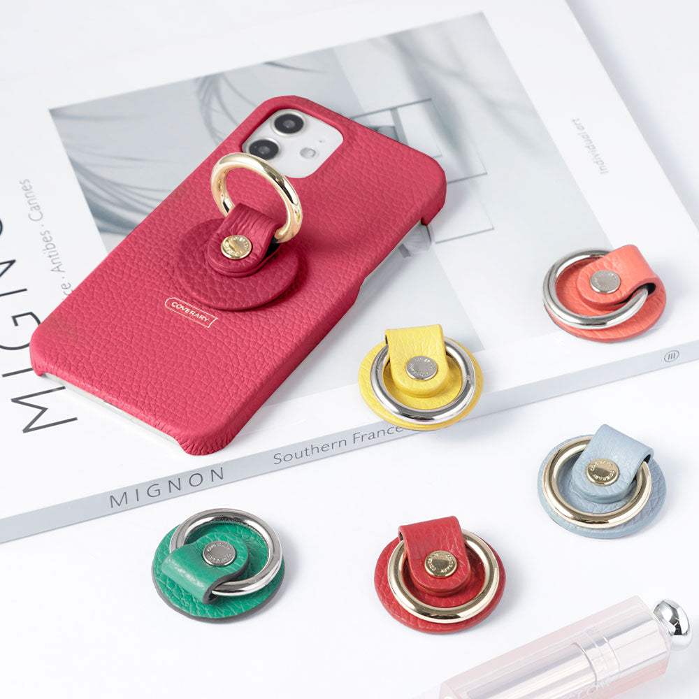 Cuir véritable 32 couleurs cuir italien grainé avec anneau pour smartphone coque arrière série Galaxy