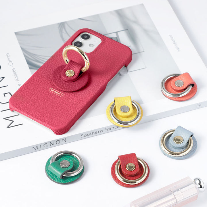 Coque arrière en cuir véritable italien grainé 32 couleurs avec anneau pour smartphone pour la série Xperia