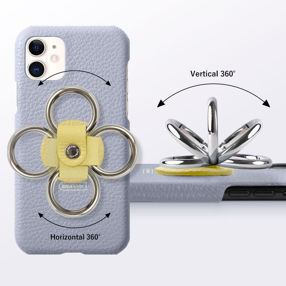 Coque arrière en cuir véritable italien grainé 32 couleurs avec anneau pour smartphone pour la série Xperia