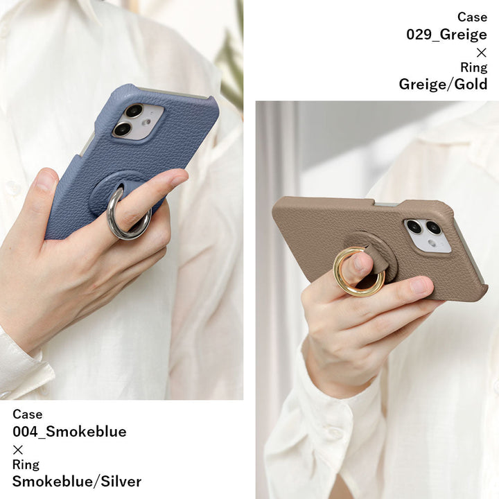 Cuir véritable 32 couleurs cuir italien grainé avec anneau pour smartphone coque arrière série Galaxy