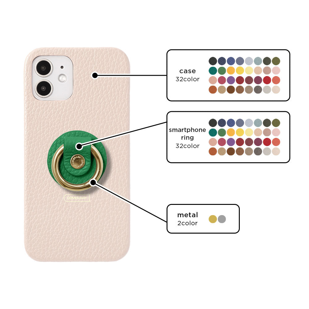 Genuine leather 32 colors Italian shrink leather with smartphone ring back case for iPhone series