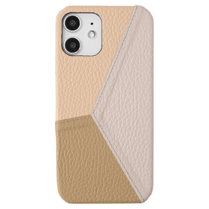 Coque arrière en cuir véritable italien à effet grainé, patchwork tricolore, série AQUOS