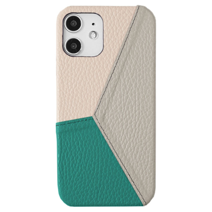 Coque arrière en cuir véritable italien à effet grainé, patchwork tricolore, série AQUOS