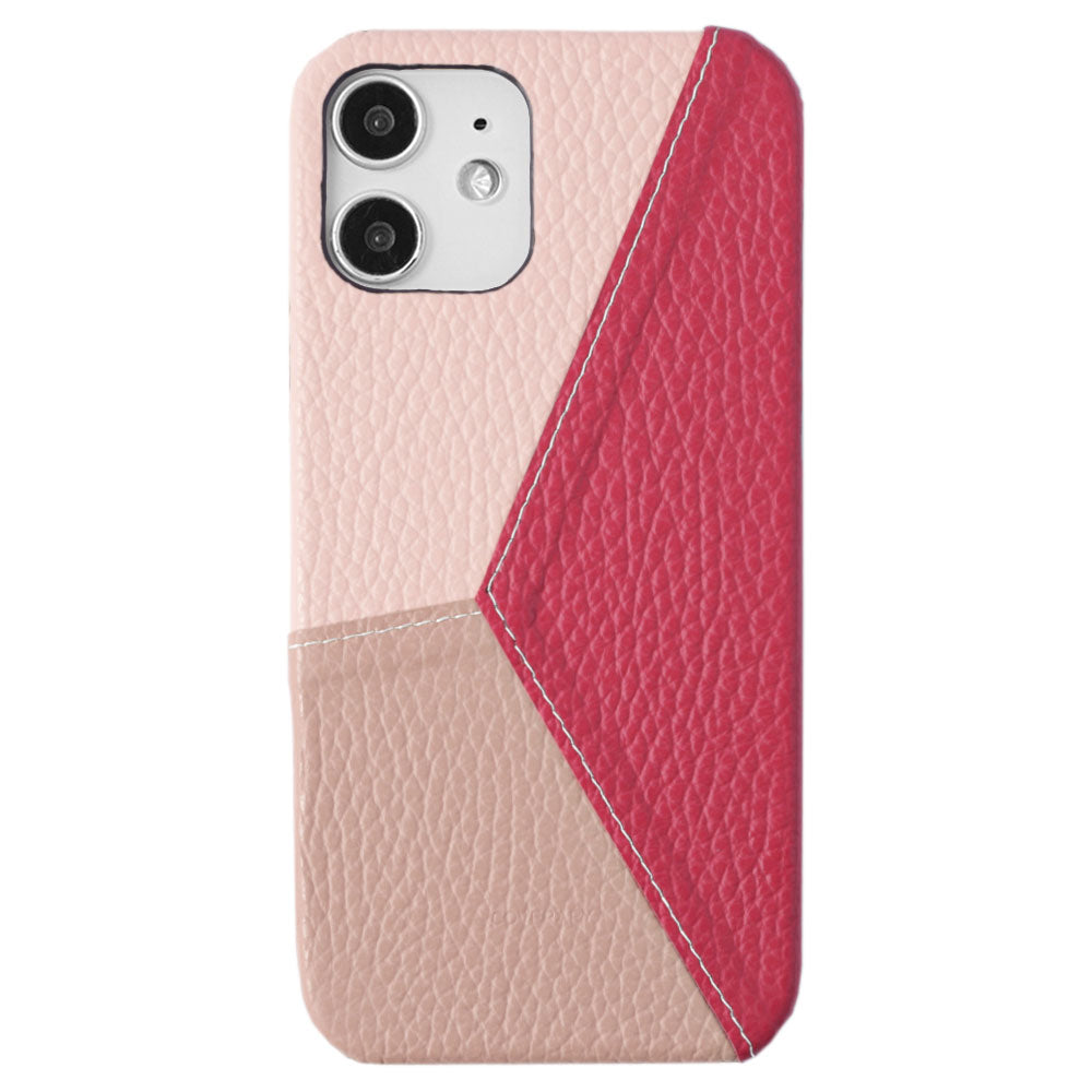 Coque arrière en cuir véritable italien à effet grainé, patchwork tricolore, série AQUOS